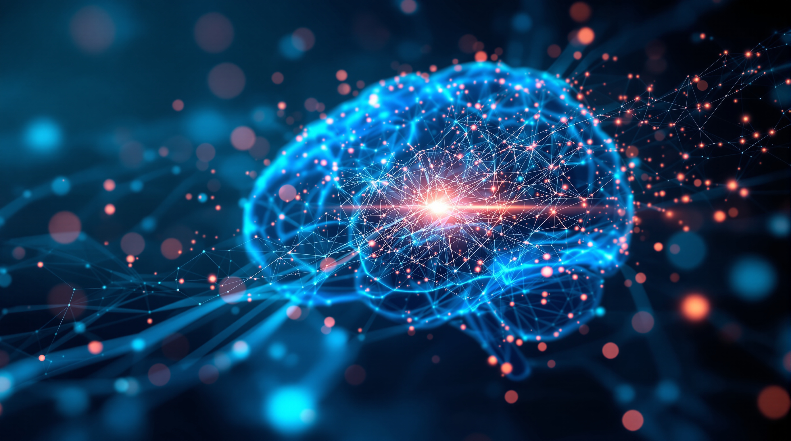 Abstract illustration of a brain as a network of connected nodes representing neuro-oncology collaboration across Asia
